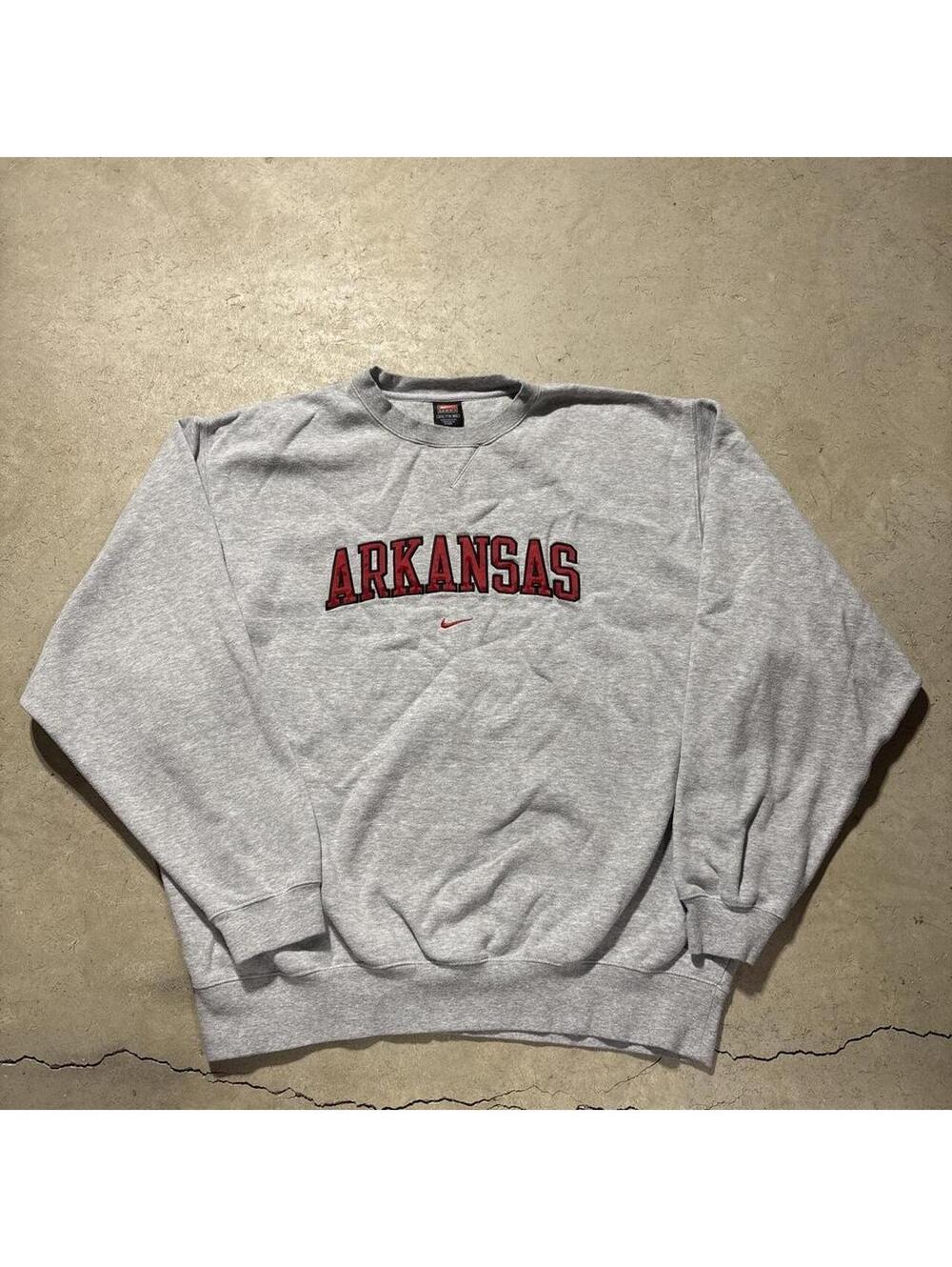 Vintage Y2K Nike Team Arkansas Razorbacks Sweatshirt Gray XXL Center Swoosh